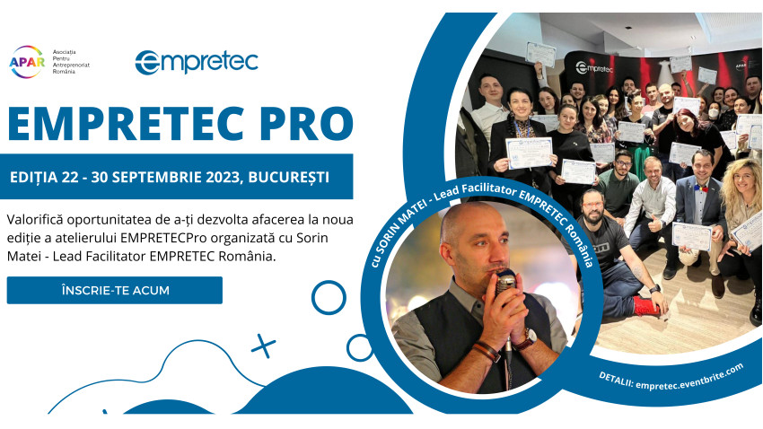 Ultimele 7 locuri disponibile pentru ediția septembrie 2023, EMPRETEC PRO, un program implementat de Asociația pentru Antreprenoriat din România 