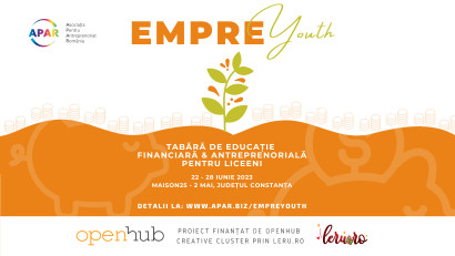 Asociația pentru Antreprenoriat din Rom&acirc;nia lansează tabăra antreprenorială EMPREYouth, un program finanțat de Clusterul OpenHub, prin proiectul caritabil Leru.ro, ediția 2022