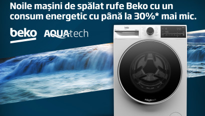 Beko lansează o campanie axată pe sinergia sustenabilitate-performanță&nbsp;a noii generații de mașini de spălat Beko AquaTech A-30%