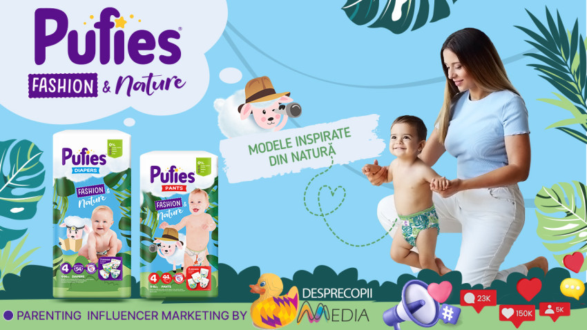DESPRECOPII MEDIA Parenting Influencers Ring semnează cea mai recentă campanie de influencer marketing FICOSOTA, cu prilejul lansării gamei de scutece pentru bebeluși Pufies Fashion&Nature