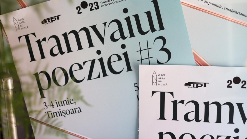 Călătoria cu „Tramvaiul Poeziei” nu s-a încheiat. Poem colectiv dedicat Timișoarei, pictat pe asfalt