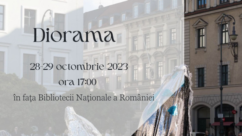 Diorama - performance în fața Bibliotecii Naționale a României