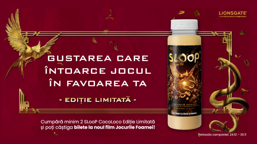 SLooP lansează un smoothie cu etichetă în ediție limitată, cu prilejul lansării în cinematografe a filmului Jocurile Foamei: Balada Șerpilor și a Păsărilor Cântătoare
