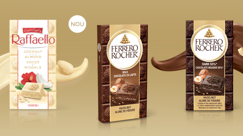 Noile tablete de ciocolată Raffaello și Ferrero Rocher desăvârșesc experiența ciocolatei premium