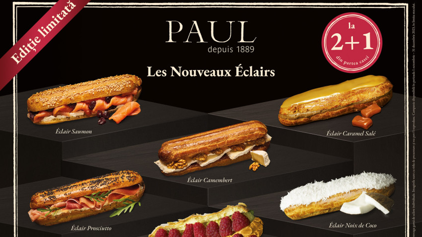 PAUL reinventează un desert de origine franceză și introduce în meniu trei sortimente de eclere sărate, în ediție limitată