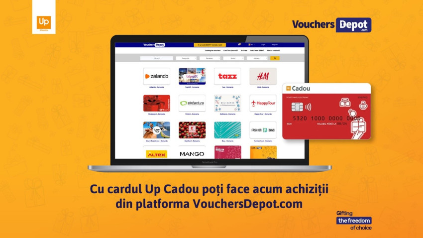 Beneficiarii Up Cadou pot achiziționa acum, în exclusivitate, carduri cadou din platforma VouchersDepot.com