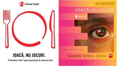 Campania Salvați Copiii &quot;Joacă, nu jocuri', semnată de Golin Rom&acirc;nia, premiată la SABRE AWARDS EMEA 2024