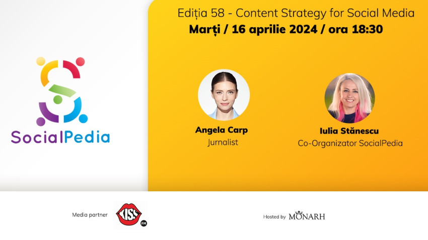 SocialPedia 58: Cum facem o strategie relevantă de conținut pentru social media, cu Angela Carp și Iulia Stănescu