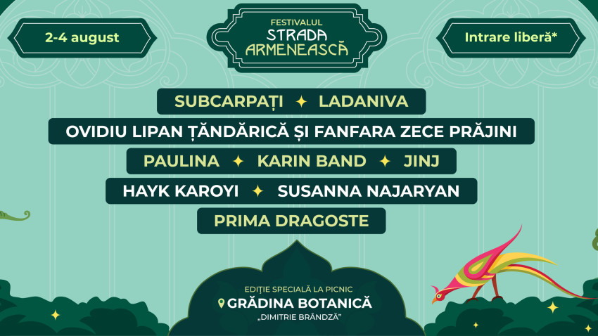 Festivalul Strada Armenească revine pe 2, 3 și 4 august, cu o nouă ediție în Grădina Botanică din București