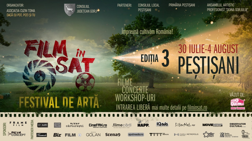 Film în Sat, festivalul de artă din mediul rural, se întoarce acasă la Peștișani, între 30 iulie și 4 august