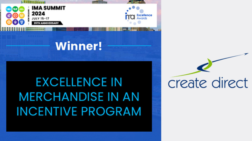 Create Direct câștigă premiul „Excellence in Merchandise in an Incentive Program” la IMA Summit Awards 2024 din New Orleans, SUA