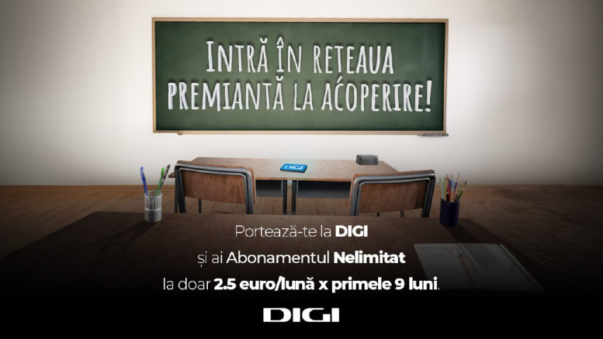 „Back to school” revine cu 50% discount, timp de 9 luni, la portarea în rețeaua mobilă DIGI