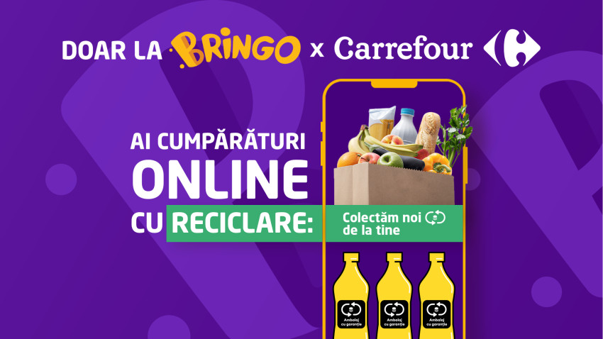 Cumpărături online cu reciclare: Bringo și Carrefour lansează primul serviciu de colectare a ambalajelor cu garanție SGR