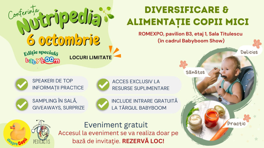 Prima ediție hibrid a Conferinței Nutripedia a reunit părinții pasionați de alimentația sănătoasă a celor mici în cadrul târgului BabyBoom și în online