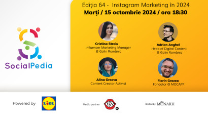 SocialPedia 64:&nbsp;Totul despre Instagram Marketing &icirc;n 2024 cu Cristina Stroiu, Adrian Anghel, Alina Greavu și Florin Grozea