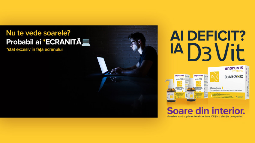 Brandul D3Vit de la Impruvis Vitamins derulează o campanie de conștientizare a deficitului de vitamina D, pentru “soare din interior”