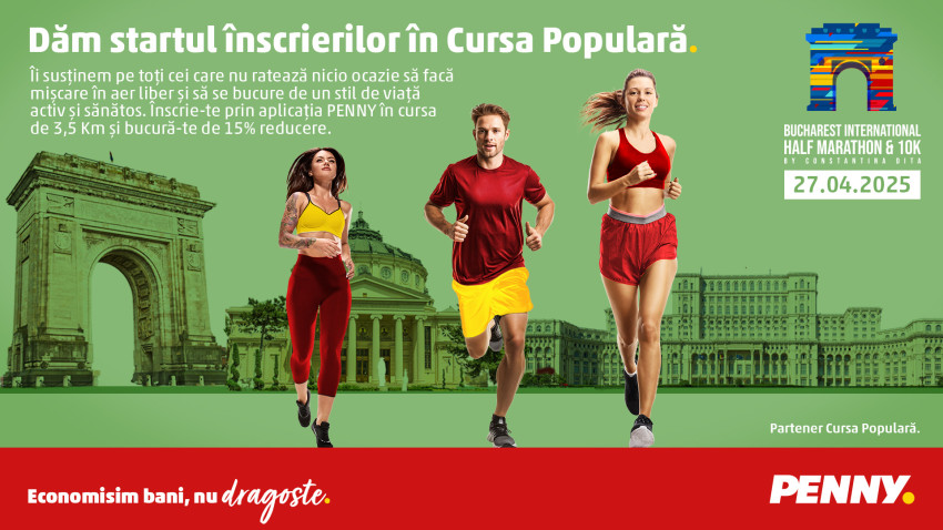 PENNY este partener principal al Cursei Populare 3.5K din cadrul Bucharest International Half Marathon by Constantina Diță