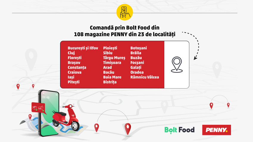 PENNY România extinde rețeaua de livrare la domiciliu prin parteneriatul cu Bolt Food