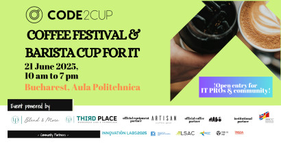 Code2Cup, festival de cafea pentru profesioniștii din IT, își așteaptă vizitatorii pe 21 iunie: ateliere, experiențe de gust, competiție