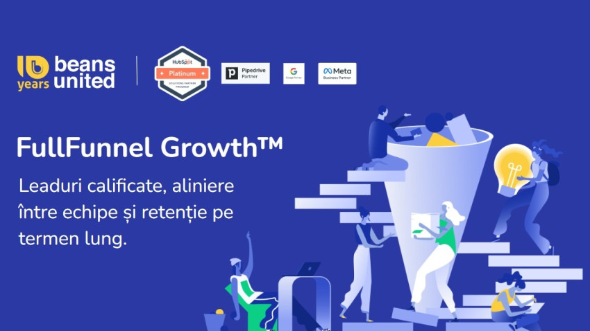 Beans United lansează FullFunnel Growth™ – un program marcă înregistrată, gândit pentru companiile care vor mai mult decât leaduri