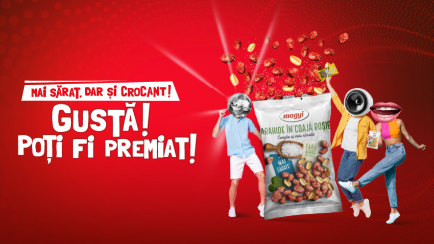 Mogyi promovează arahidele în coajă roșie mai sărate* printr-o campanie de vară pentru consumatorii din retailul tradițional