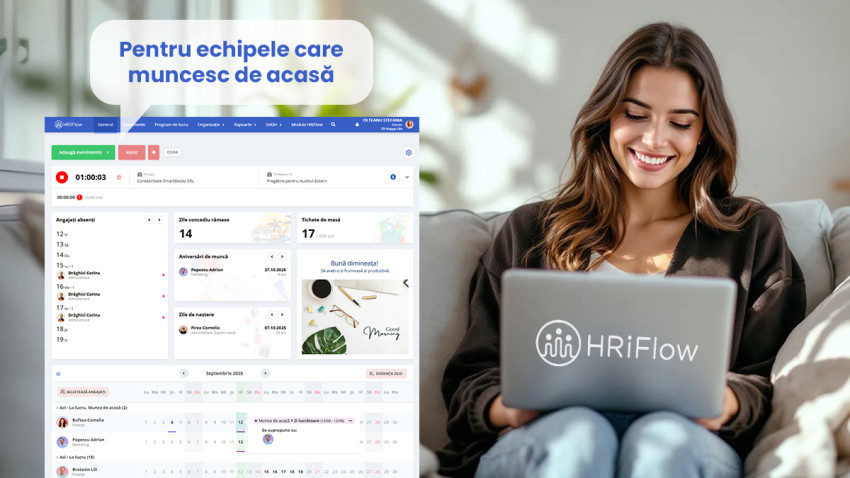 Aplicația de pontaj & HR, HRiFlow adaptată pentru munca de acasă