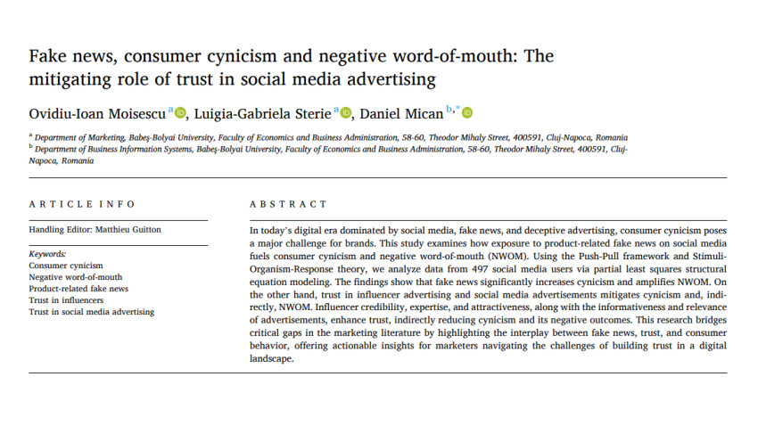 Cercetătorii UBB explică cum știrile false influențează percepția asupra brandurilor