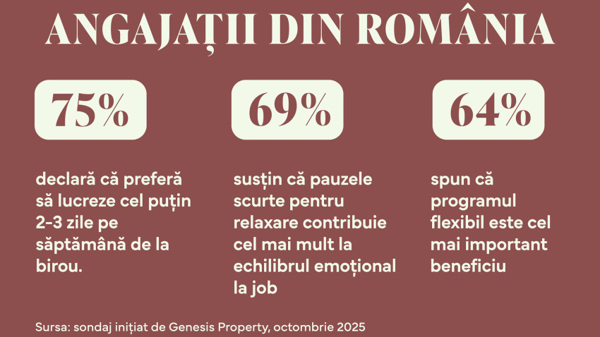 Sondaj Genesis Property: Angajații resimt tot mai mult stresul la job. Biroul și socializarea cu colegii, ancore de echilibru și stabilitate