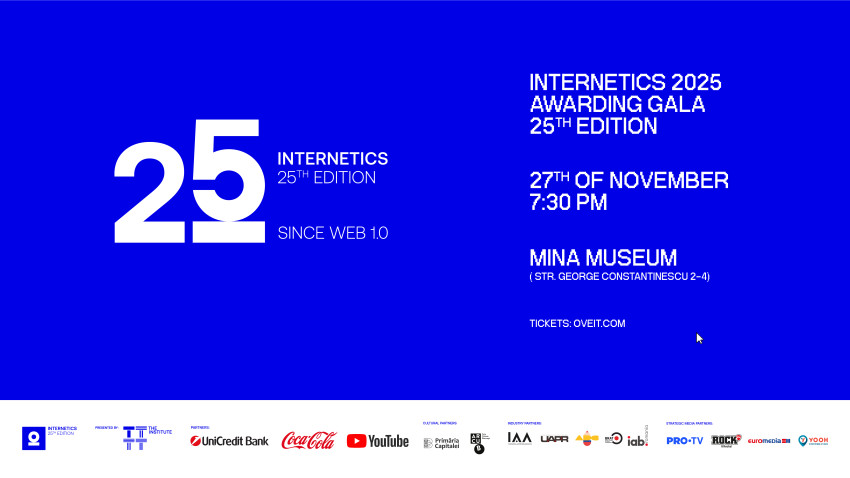 25 de ani de Internetics. Cele mai bune proiecte și campanii digitale din România urcă pe scena Galei de Premiere Internetics 2025