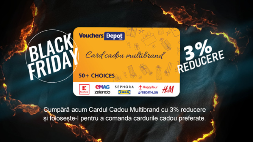 De Black Friday ai 3% reducere la Cardul Multibrand Vouchers Depot cu codul BF2025