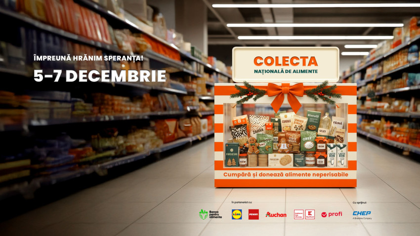 „Împreună hrănim speranța de Crăciun!”: a XIII-a ediție a Colectei Naționale de Alimente, organizată de Federația Băncilor pentru Alimente, revine între 5–7 decembrie în peste 1.000 de magazine din toată țara