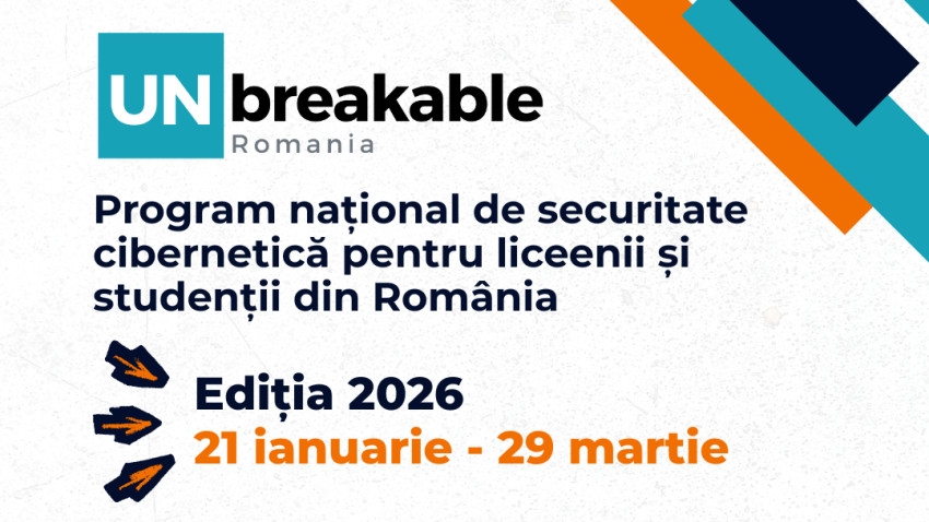 UNbreakable România 2026 este primul program din România care susține tinerii să valorifice inteligența artificială (AI) pentru gestionarea amenințărilor de securitate cibernetică emergente