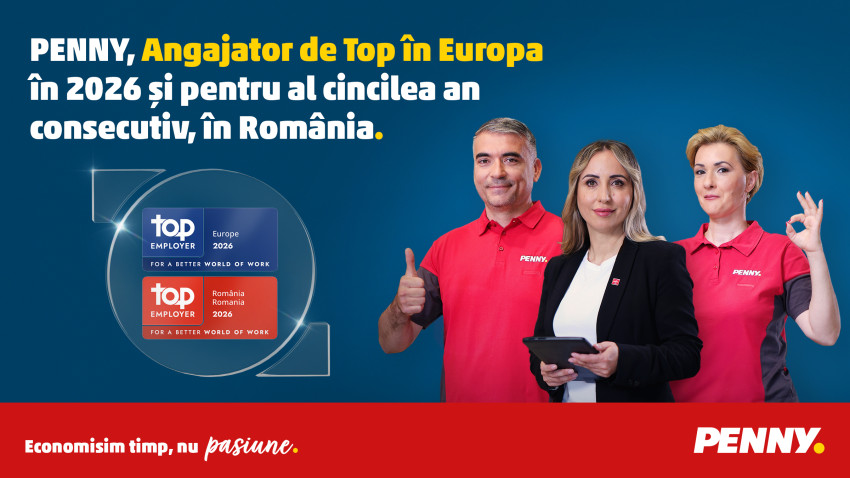 PENNY este recunoscut ca Top Employer în România pentru al cincilea an consecutiv și obține pentru prima dată certificarea Top Employer Europa 2026
