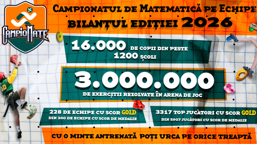 CampioMATE, mișcarea națională care atrage copiii în jocul matematicii, anunță câștigătorii Ediției 2026