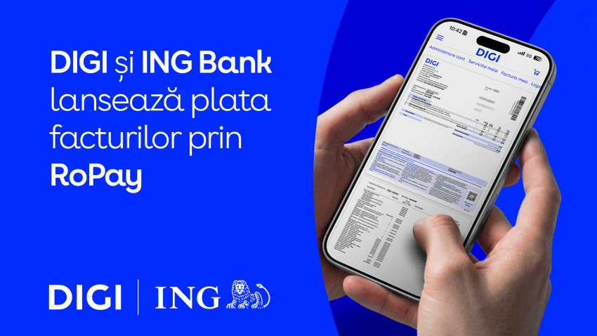 DIGI lansează plata facturilor prin RoPay, în parteneriat cu ING Bank: gratuit, sigur, instant