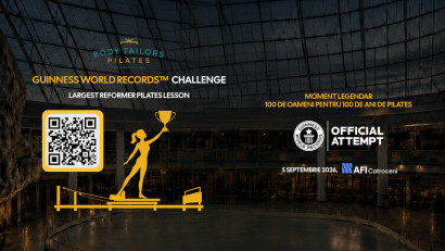 100 de ani de Pilates, 100 de reformere - Body Tailors Pilates organizează&nbsp;tentativa oficială pentru titlul GUINNESS WORLD RECORDS&trade;&nbsp;&bdquo;Largest reformer Pilates lesson&rdquo;, la București