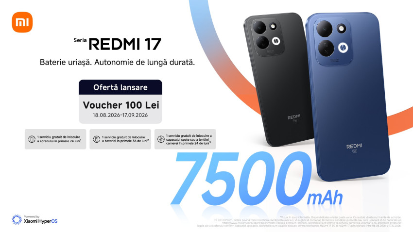 Xiaomi aduce în România seria REDMI 17, cu o baterie de 7.500 mAh, un ecran generos de 6,9 inch și rezistență pentru utilizarea zilnică