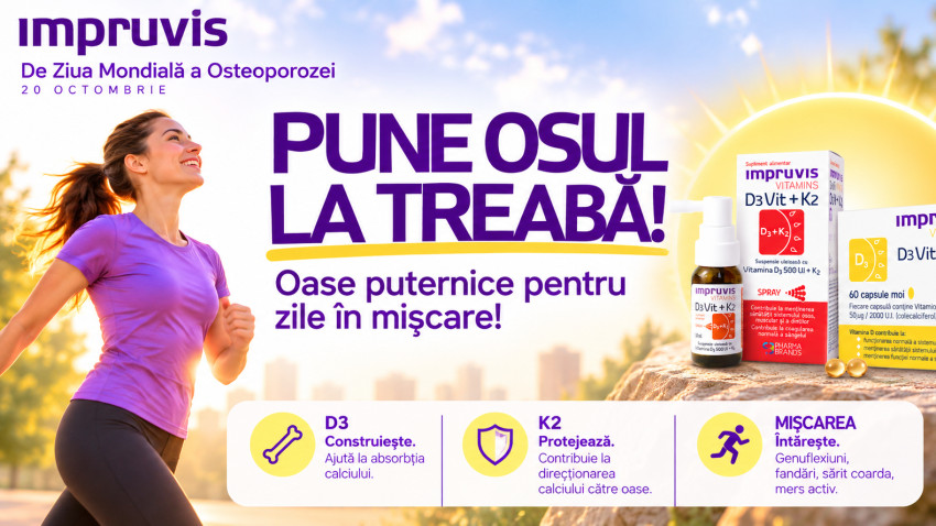 De Ziua Mondială a Osteoporozei, Impruvis lansează campania „Pune osul la treabă!”: un îndemn la mișcare și grijă pentru sănătatea oaselor